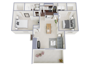2 Bed, 1 Bath A 22-2224 floor plan